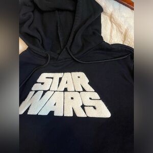 Star Wars Unisex Mens Womens S Black Pullover Graphic Back Fuzzy Logo Hoodie